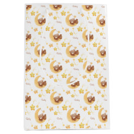 Personalized Teddy Bear Moon Baby Shower Mittlere Geschenktüte