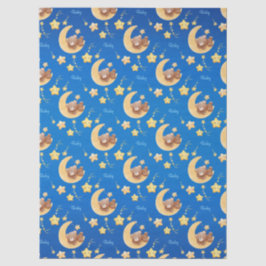 Personalized Teddy Bear Moon Baby Shower Seidenpapier