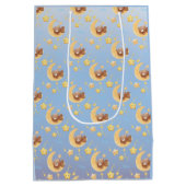 Personalized Teddy Bear Moon Soft Blue Baby Shower Mittlere Geschenktüte (Rückseite)