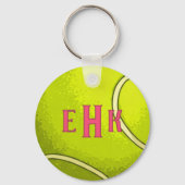 Personalized Tennis Ball Keychain with Initials Schlüsselanhänger (Vorderseite)