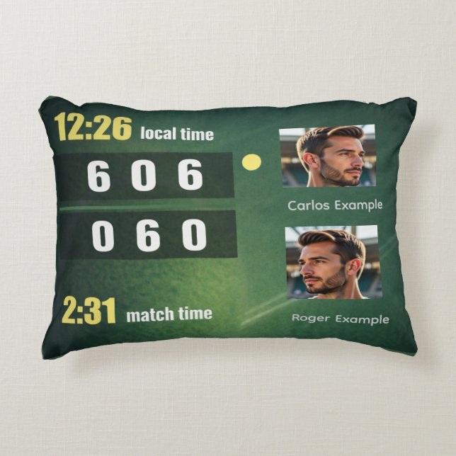Personalized Tennis Match Scoreboard Dekokissen (Vorderseite)