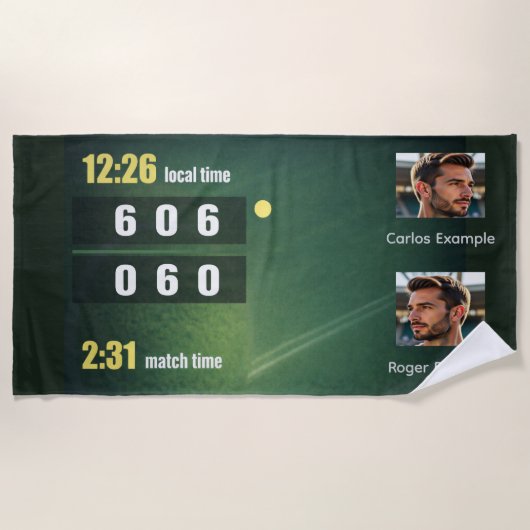 Personalized Tennis Scoreboard Match Result Strandtuch (Vorderseite)