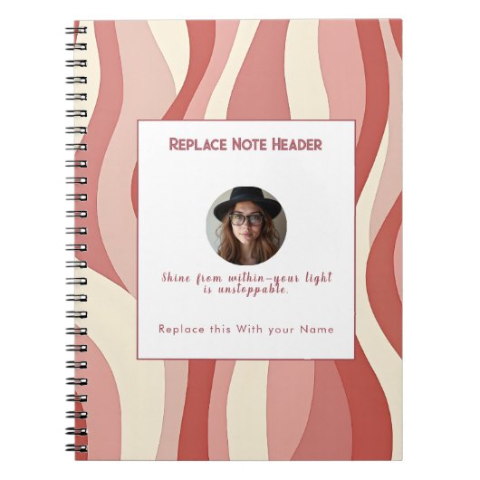 Personalized Terra Cota and Cream Wave Patterned Notizblock (Vorderseite)