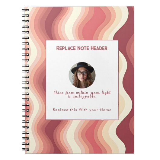 Personalized Terra Cota and Cream Wave Patterned Notizblock (Vorderseite)