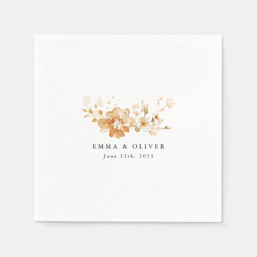 Personalized Terracotta Floral Elegant Wedding  Serviette (Vorderseite)