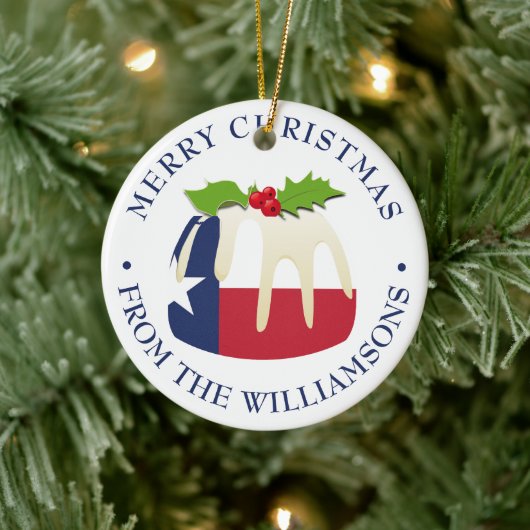 Personalized TEXAS FLAG CHRISTMAS PUDDING Gift Keramik Ornament (Baum)