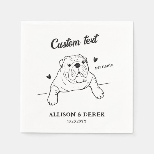 Personalized Text I Do Too Dog Bulldog Wedding Serviette (Vorderseite)
