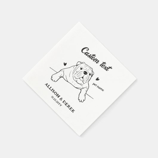 Personalized Text I Do Too Dog Bulldog Wedding Serviette (Ecke)