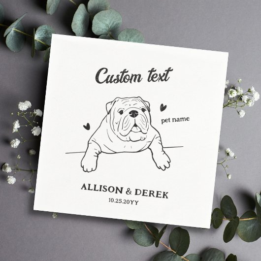Personalized Text I Do Too Dog Bulldog Wedding Serviette