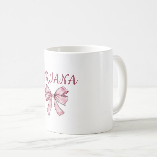 Personalized  text Pink Bow Mug  Kaffeetasse (VorderseiteRechts)