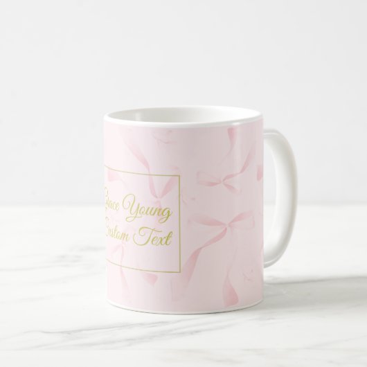 Personalized Text Pink Ribbon Pattern Design Kaffeetasse (VorderseiteRechts)