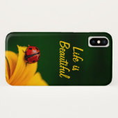 Personalized Text with Ladybug and Sunflower Case-Mate iPhone Hülle (Rückseite (Horizontal))
