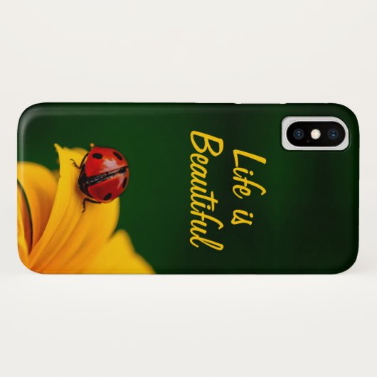 Personalized Text with Ladybug and Sunflower Case-Mate iPhone Hülle (Rückseite (Horizontal))