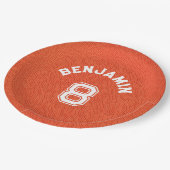 Personalized textured Basketball Kids Party Pappteller (Schrägansicht)