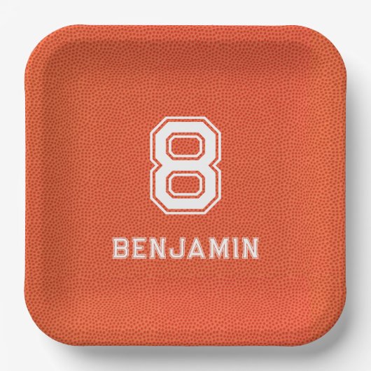 Personalized textured Basketball Pappteller (Vorderseite)
