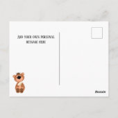 Personalized Thank You Cute Funny Bear Postkarte (Rückseite)