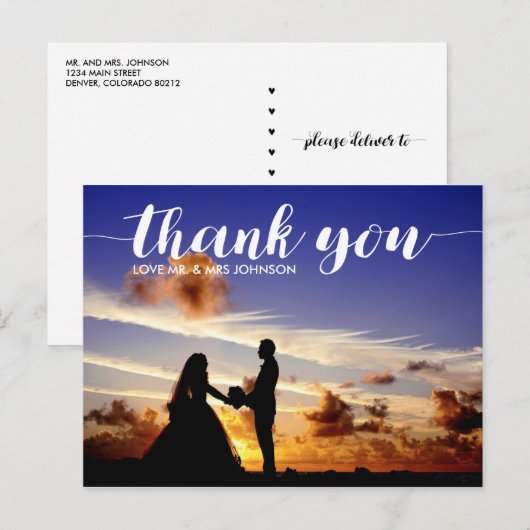 Personalized Thank You Wedding Postcard Note Postkarte (Vorne/Hinten)