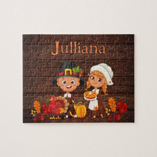 Personalized Thanksgiving Child Name Puzzle (Horizontal)