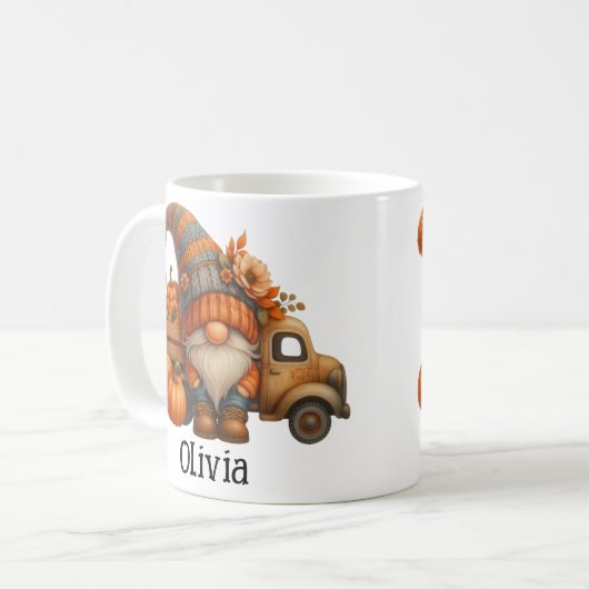 Personalized Thanksgiving Gnome Farmhouse Fall Cof Kaffeetasse (Vorderseite Links)