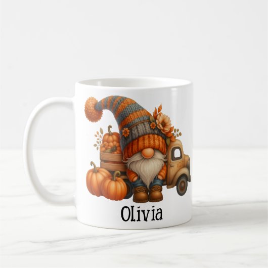 Personalized Thanksgiving Gnome Farmhouse Fall Cof Kaffeetasse (Links)