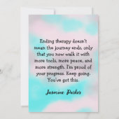 Personalized Therapist Client Blue Pastel Floral Dankeskarte (Rückseite)