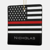 Personalized Thin Red Line Flag Keramikornament (Links)
