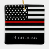 Personalized Thin Red Line Flag Keramikornament (Vorderseite)