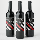 Personalized Thin Red Line Flag Weinetikett (Flaschen)
