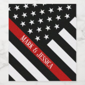Personalized Thin Red Line Flag Weinetikett (Einzelnes Label)