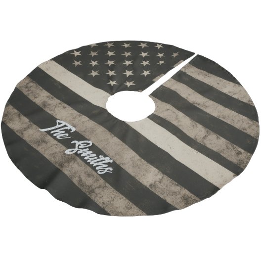 Personalized Thin White Line EMS Polyester Weihnachtsbaumdecke (Schrägansicht)