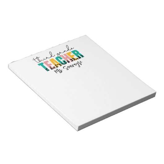 Personalized Third Grade Teacher – Custom Teacher Notizblock (angewinkelt)