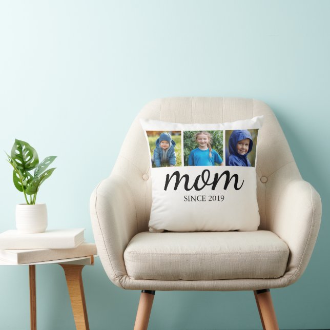 Personalized Three Photo Mom Kissen (Stuhl )