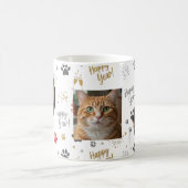 Personalized Three-Photo New Year's Pet Paw Print Kaffeetasse (Mittel)