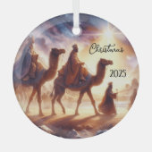 Personalized Three Wise Men Caravan Ornament Aus Glas (Vorderseite)