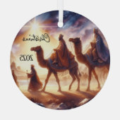 Personalized Three Wise Men Caravan Ornament Aus Glas (Rückseite)
