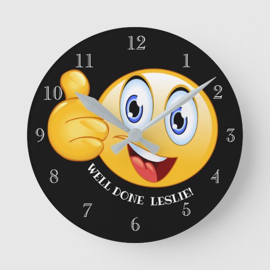 Personalized Thumbs Up well done emoji Runde Wanduhr (Vorderseite)