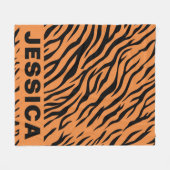Personalized Tiger Stripes Orange Black Animal Fleecedecke (Vorderseite (Horizontal))