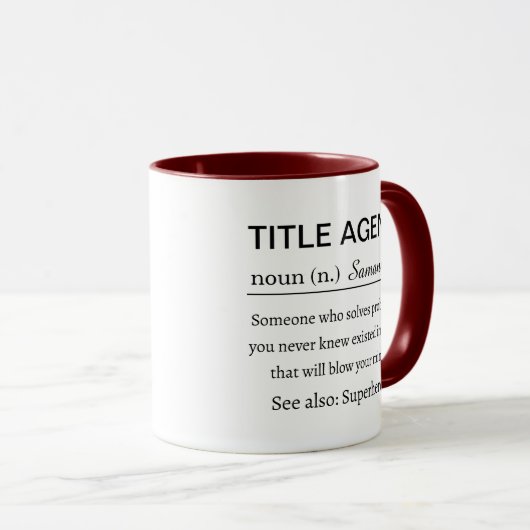 Personalized Title Agent Definition Tasse (VorderseiteRechts)