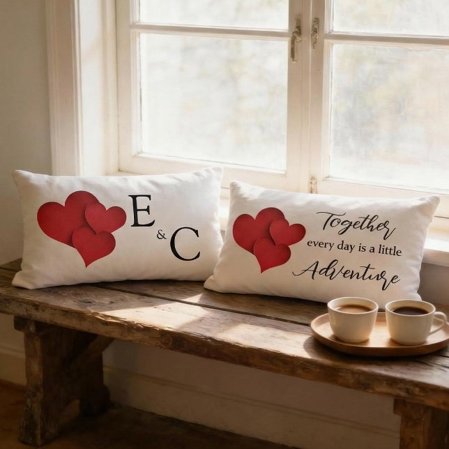 Personalized Together Every Day Adventure Monogram Lendenkissen (Von Creator hochgeladen)
