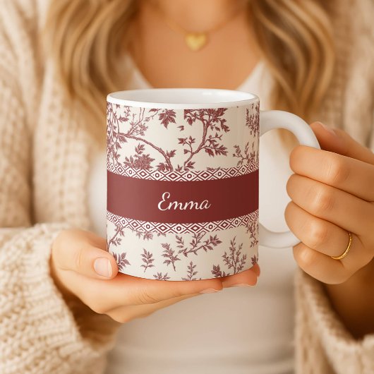Personalized Toile De Jouy Mug Custom Name Date Gi Kaffeetasse