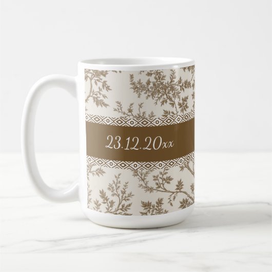 Personalized Toile De Jouy Mug Custom Name Date Kaffeetasse (Links)