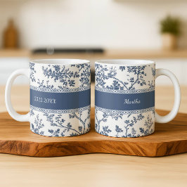 Personalized Toile De Jouy Mug Custom Name Date Kaffeetasse