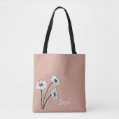 Personalized Tote Bag with White and Black Daisies Tasche (Vorderseite)