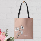 Personalized Tote Bag with White and Black Daisies Tasche