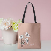 Personalized Tote Bag with White and Black Daisies Tasche