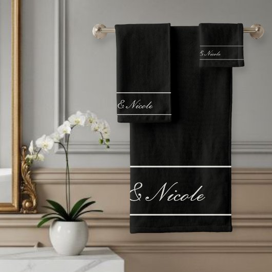 Personalized Towel Set, Elegant White, Classic Badhandtuch Set