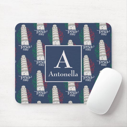 Personalized Tower of Pisa with Monogram and Name Mousepad (Mit Mouse)