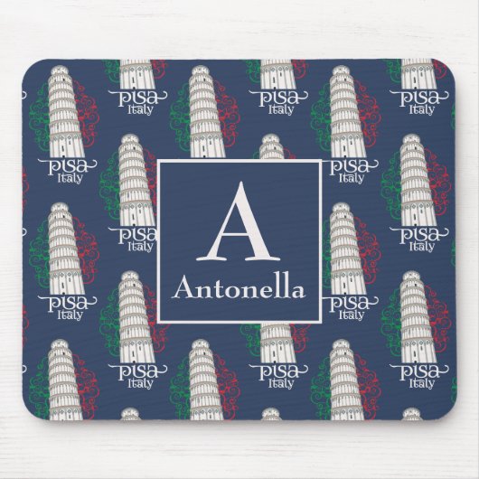 Personalized Tower of Pisa with Monogram and Name Mousepad (Vorne)
