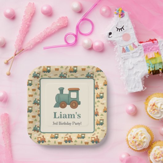 Personalized Train Birthday Party  Pappteller (Party)