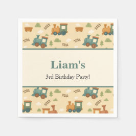 Personalized Train Birthday Party  Serviette